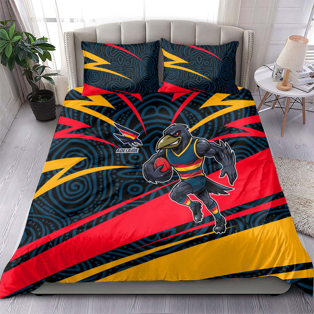 Adelaide Crows Australian Football Bedding Set Fierce Mascot Spirit With Indigenous Pattern Art