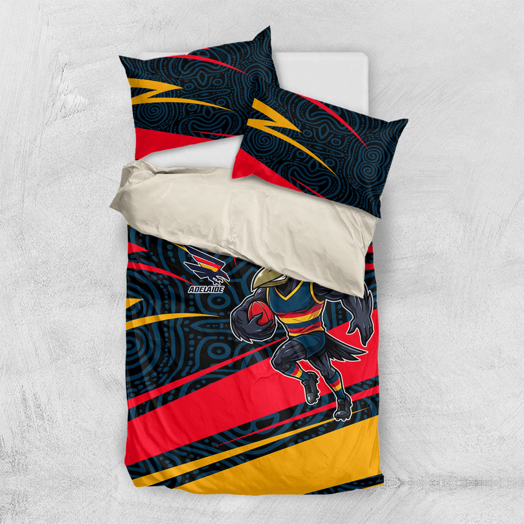 Adelaide Crows Australian Football Bedding Set Fierce Mascot Spirit With Indigenous Pattern Art