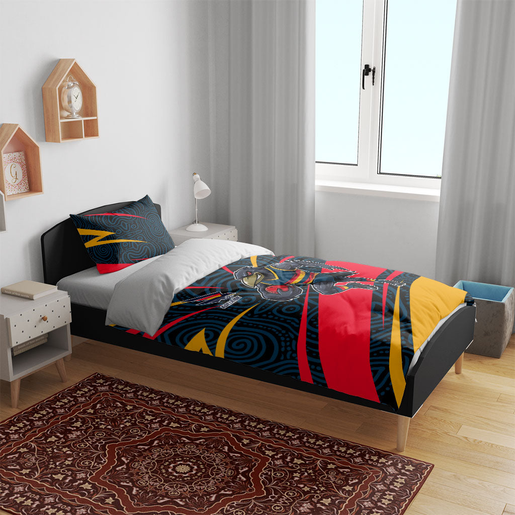 Adelaide Crows Australian Football Bedding Set Fierce Mascot Spirit With Indigenous Pattern Art