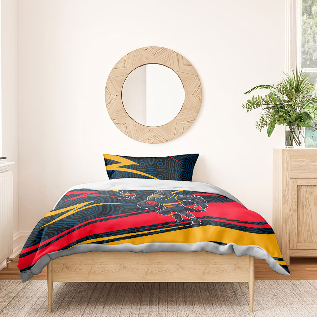 Adelaide Crows Australian Football Bedding Set Fierce Mascot Spirit With Indigenous Pattern Art