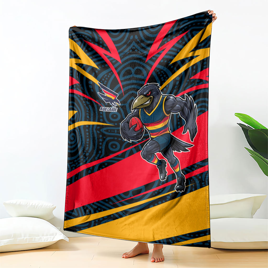 Adelaide Crows Australian Football Blanket Fierce Mascot Spirit With Indigenous Pattern Art