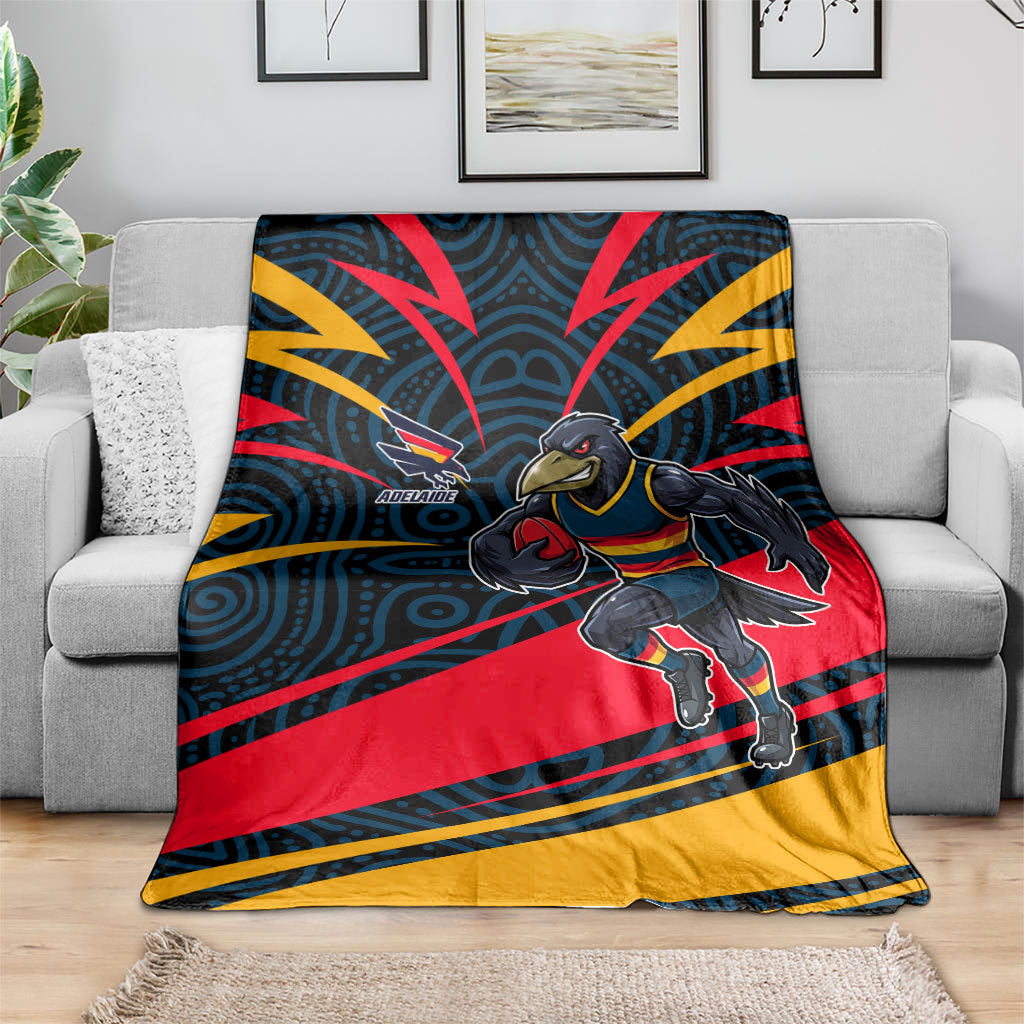 Adelaide Crows Australian Football Blanket Fierce Mascot Spirit With Indigenous Pattern Art