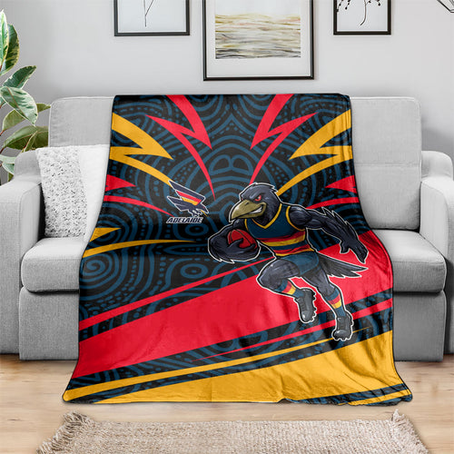 Adelaide Crows Australian Football Blanket Fierce Mascot Spirit With Indigenous Pattern Art