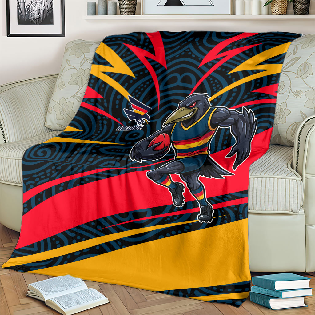 Adelaide Crows Australian Football Blanket Fierce Mascot Spirit With Indigenous Pattern Art