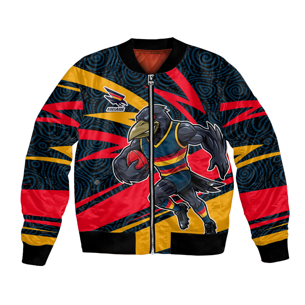 Adelaide Crows Australian Football Bomber Jacket Fierce Mascot Spirit With Indigenous Pattern Art