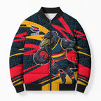 Adelaide Crows Australian Football Bomber Puffer Jacket Fierce Mascot Spirit With Indigenous Pattern Art