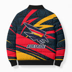 Adelaide Crows Australian Football Bomber Puffer Jacket Fierce Mascot Spirit With Indigenous Pattern Art