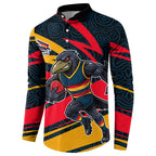 Adelaide Crows Australian Football Button Sweatshirt Fierce Mascot Spirit With Indigenous Pattern Art