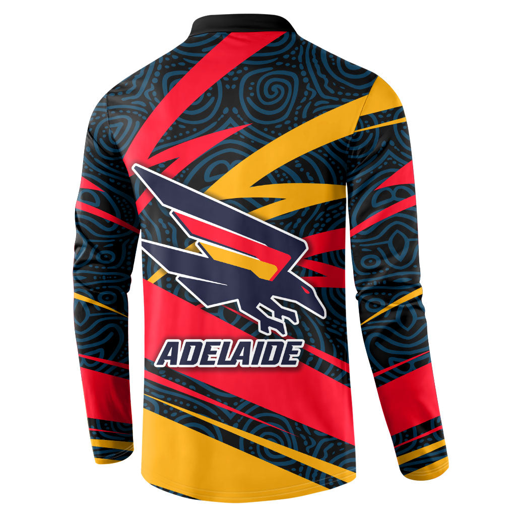 Adelaide Crows Australian Football Button Sweatshirt Fierce Mascot Spirit With Indigenous Pattern Art