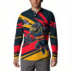 Adelaide Crows Australian Football Button Sweatshirt Fierce Mascot Spirit With Indigenous Pattern Art