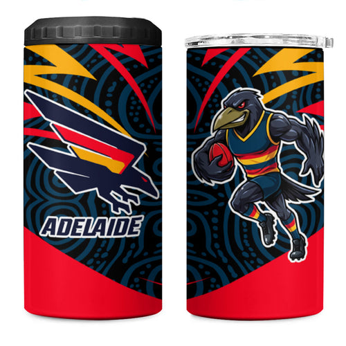 Adelaide Crows Australian Football 4 in 1 Can Cooler Tumbler Fierce Mascot Spirit With Indigenous Pattern Art