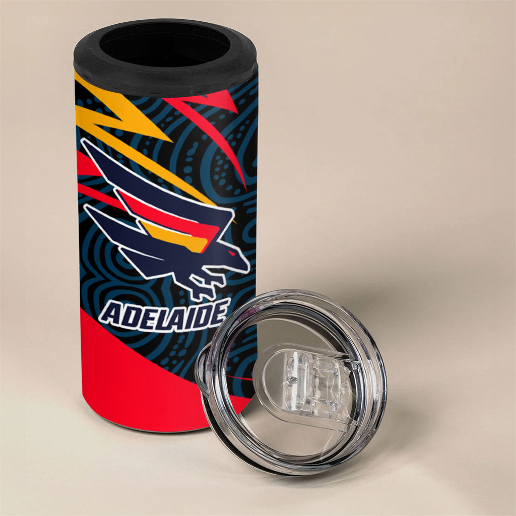 Adelaide Crows Australian Football 4 in 1 Can Cooler Tumbler Fierce Mascot Spirit With Indigenous Pattern Art
