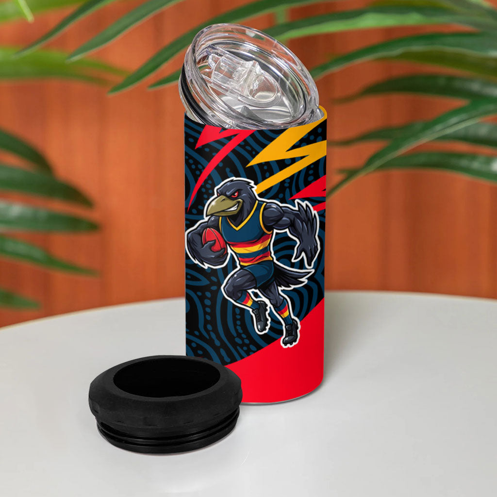 Adelaide Crows Australian Football 4 in 1 Can Cooler Tumbler Fierce Mascot Spirit With Indigenous Pattern Art