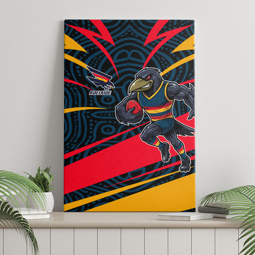 Adelaide Crows Australian Football Canvas Wall Art Fierce Mascot Spirit With Indigenous Pattern Art