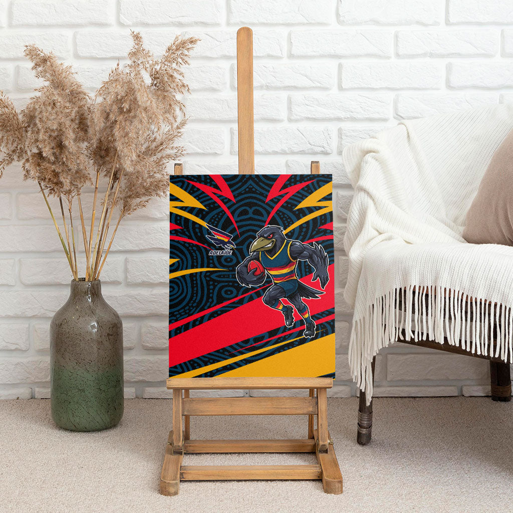 Adelaide Crows Australian Football Canvas Wall Art Fierce Mascot Spirit With Indigenous Pattern Art