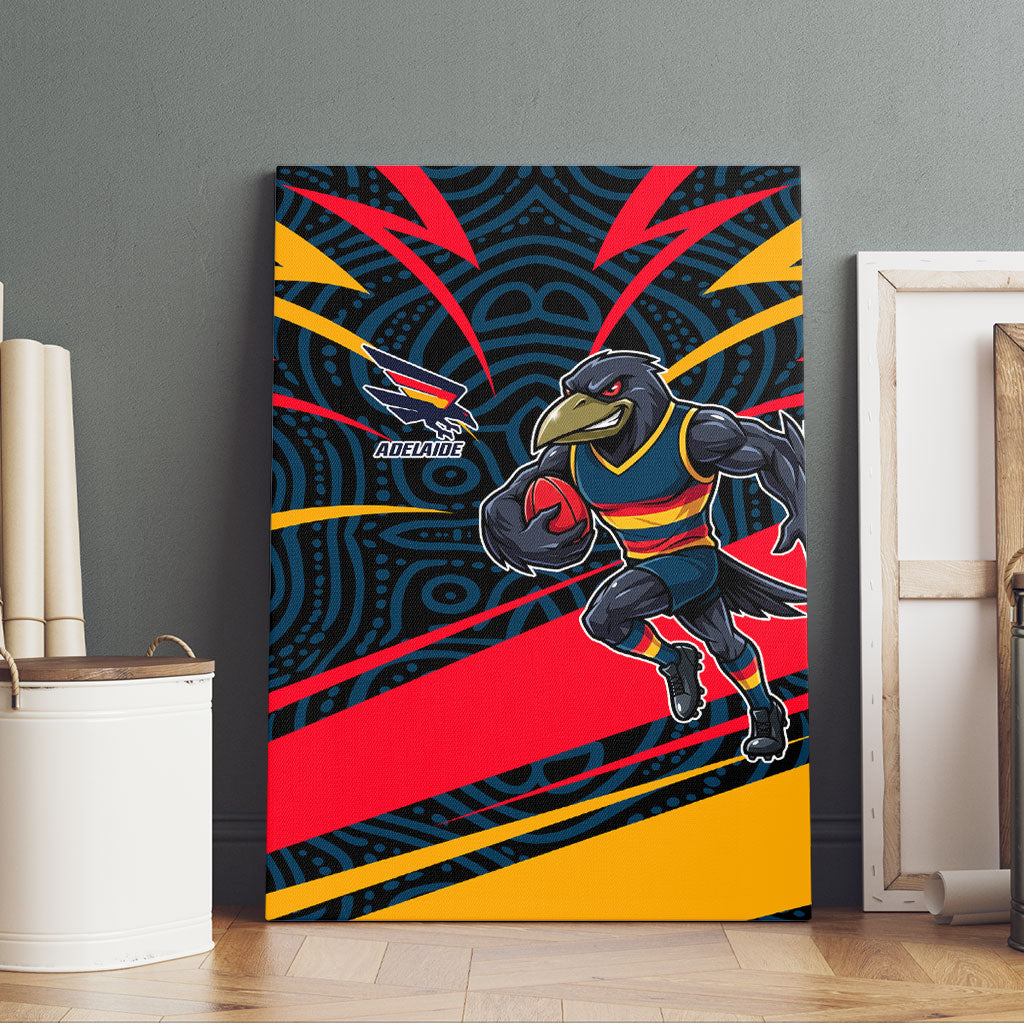 Adelaide Crows Australian Football Canvas Wall Art Fierce Mascot Spirit With Indigenous Pattern Art