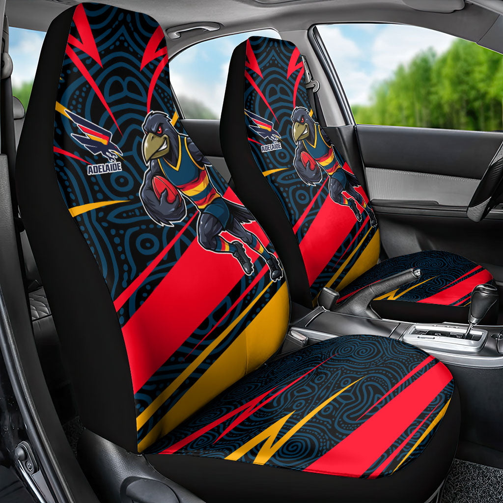 Adelaide Crows Australian Football Car Seat Cover Fierce Mascot Spirit With Indigenous Pattern Art