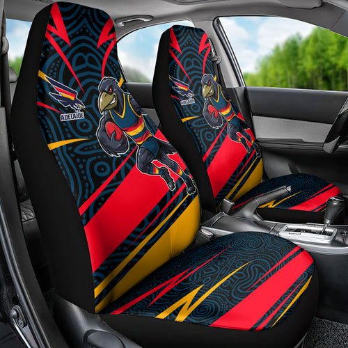 Adelaide Crows Australian Football Car Seat Cover Fierce Mascot Spirit With Indigenous Pattern Art