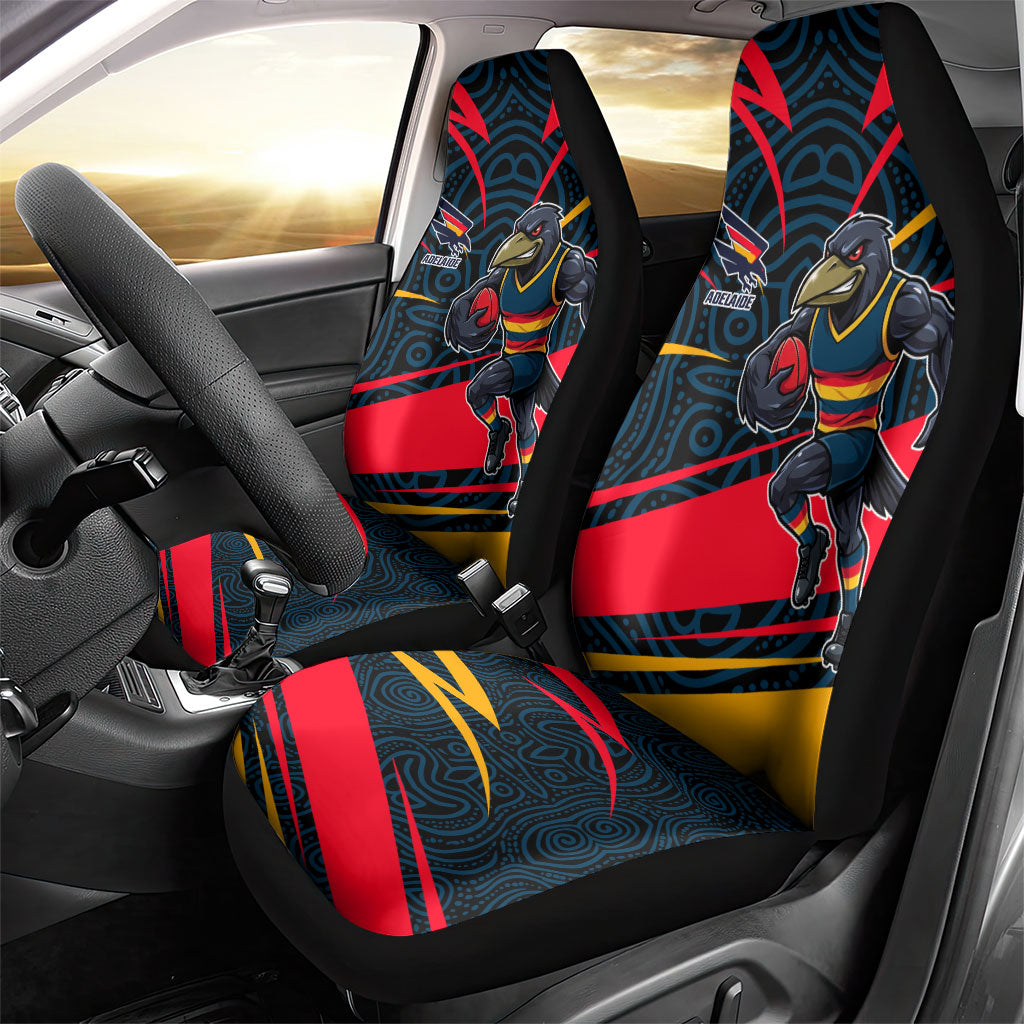 Adelaide Crows Australian Football Car Seat Cover Fierce Mascot Spirit With Indigenous Pattern Art