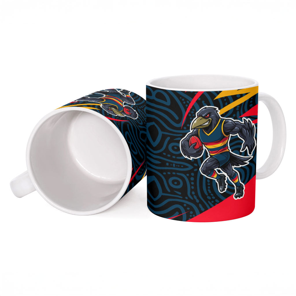 Adelaide Crows Australian Football Ceramic Mug Fierce Mascot Spirit With Indigenous Pattern Art
