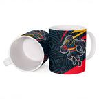 Adelaide Crows Australian Football Ceramic Mug Fierce Mascot Spirit With Indigenous Pattern Art