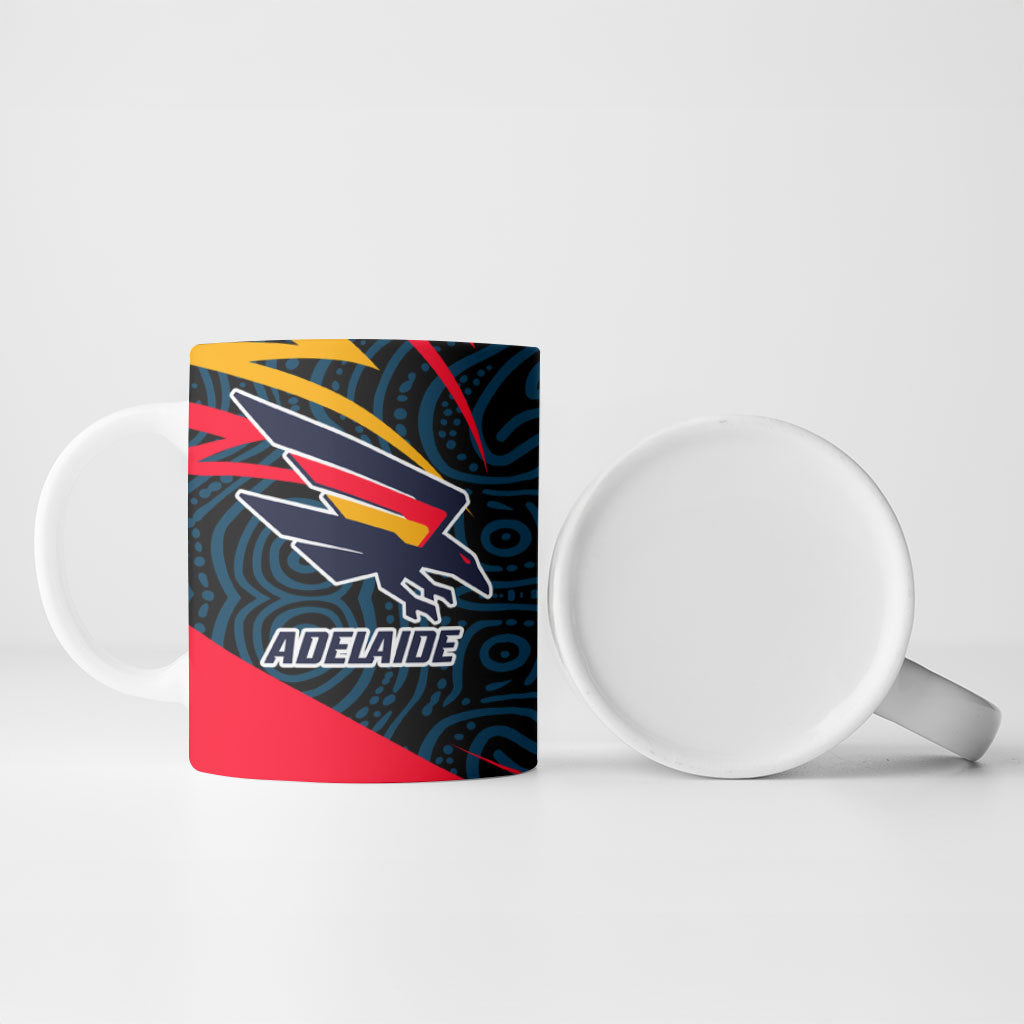 Adelaide Crows Australian Football Ceramic Mug Fierce Mascot Spirit With Indigenous Pattern Art