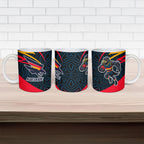 Adelaide Crows Australian Football Ceramic Mug Fierce Mascot Spirit With Indigenous Pattern Art
