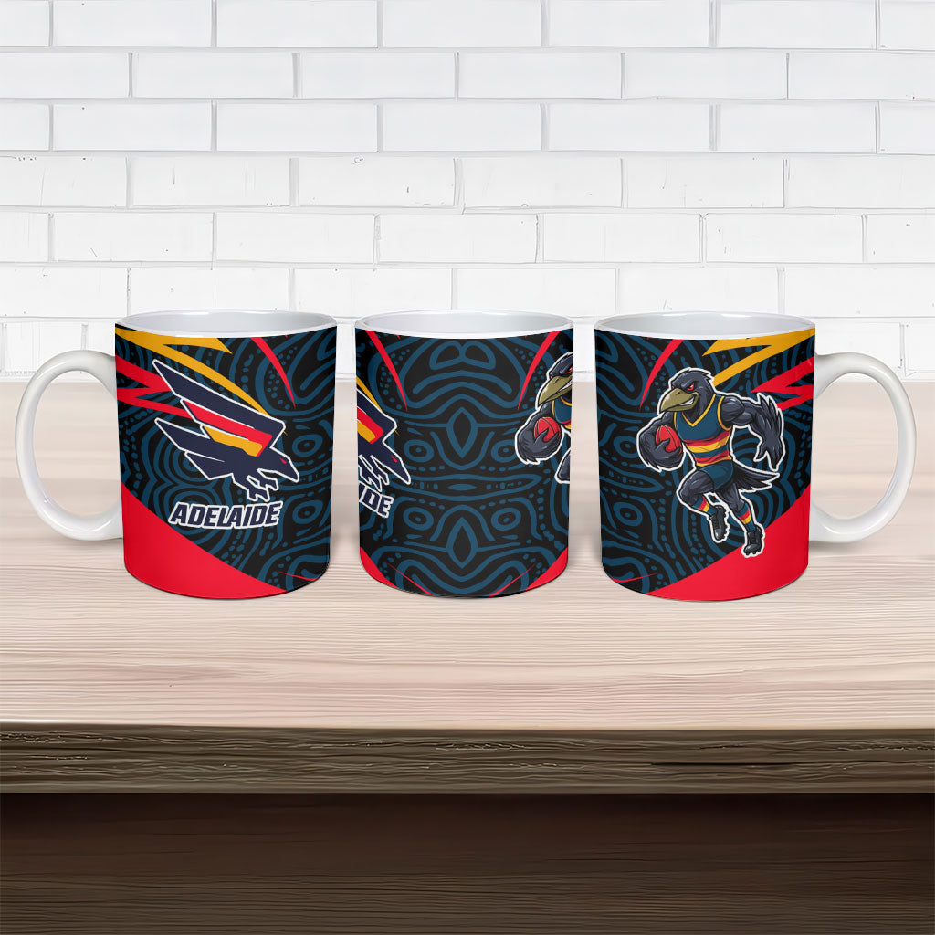 Adelaide Crows Australian Football Ceramic Mug Fierce Mascot Spirit With Indigenous Pattern Art