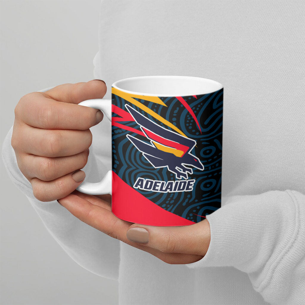Adelaide Crows Australian Football Ceramic Mug Fierce Mascot Spirit With Indigenous Pattern Art