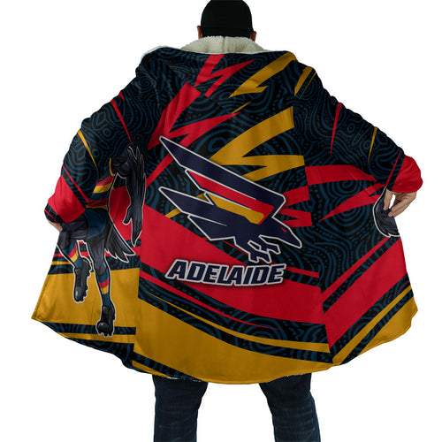 Adelaide Crows Australian Football Cloak Fierce Mascot Spirit With Indigenous Pattern Art