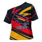 Adelaide Crows Australian Football Cross Shoulder Shirt Fierce Mascot Spirit With Indigenous Pattern Art