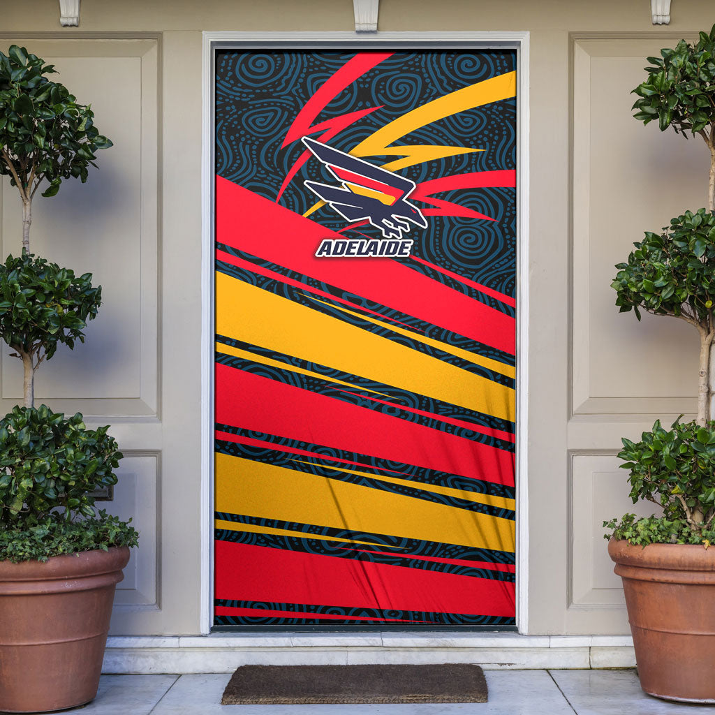 Adelaide Crows Australian Football Door Cover Fierce Mascot Spirit With Indigenous Pattern Art