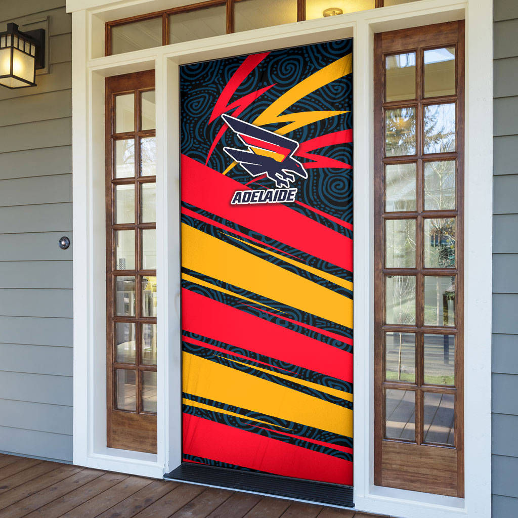 Adelaide Crows Australian Football Door Cover Fierce Mascot Spirit With Indigenous Pattern Art