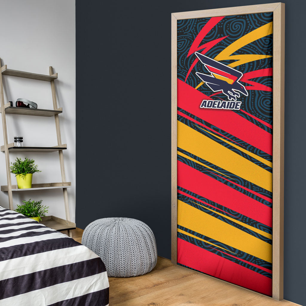 Adelaide Crows Australian Football Door Cover Fierce Mascot Spirit With Indigenous Pattern Art