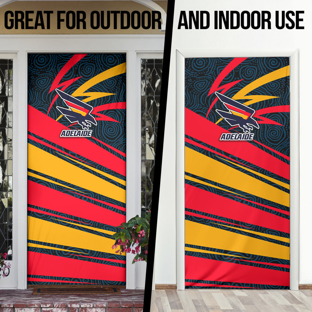 Adelaide Crows Australian Football Door Cover Fierce Mascot Spirit With Indigenous Pattern Art