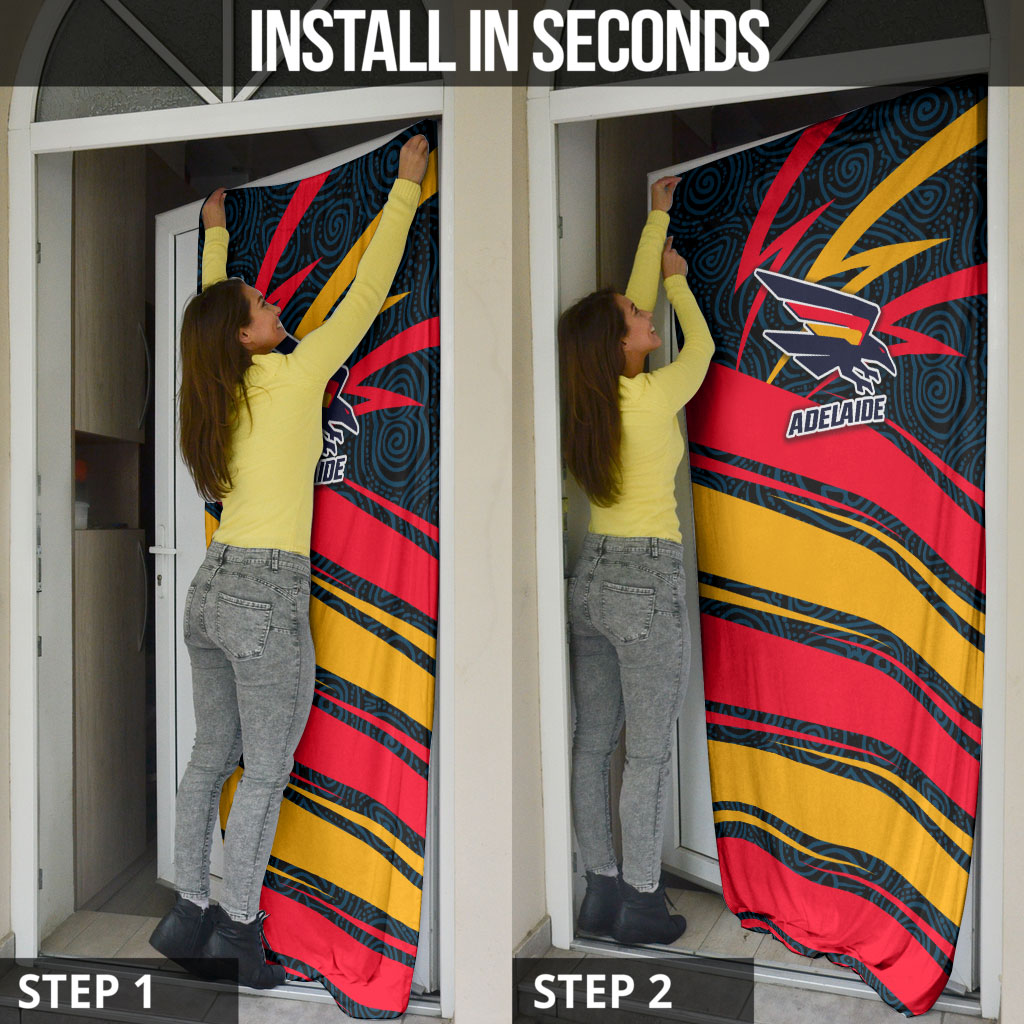 Adelaide Crows Australian Football Door Cover Fierce Mascot Spirit With Indigenous Pattern Art