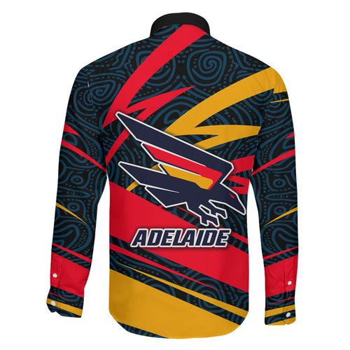 Adelaide Crows Australian Football Family Matching Off Shoulder Maxi Dress and Hawaiian Shirt Fierce Mascot Spirit With Indigenous Pattern Art