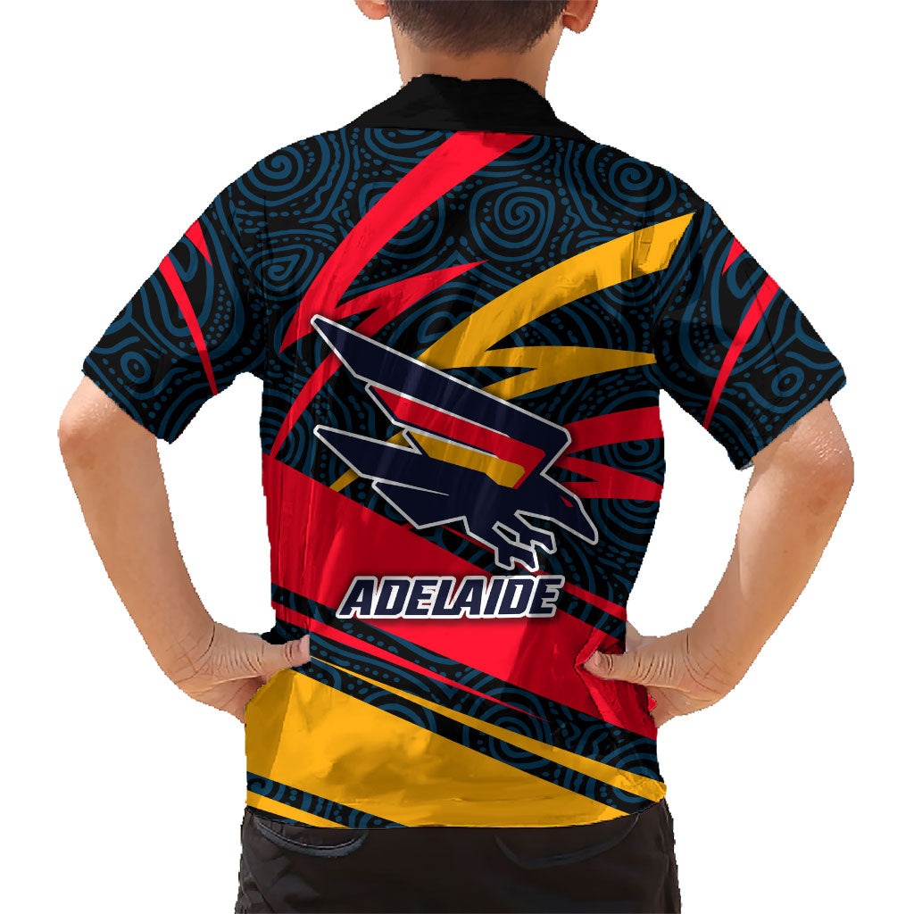 Adelaide Crows Australian Football Family Matching Off Shoulder Short Dress and Hawaiian Shirt Fierce Mascot Spirit With Indigenous Pattern Art
