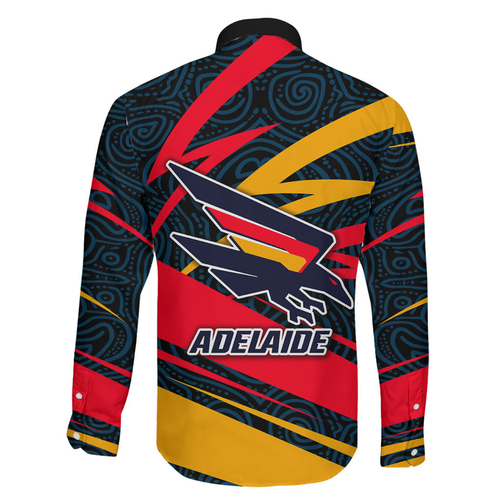 Adelaide Crows Australian Football Family Matching Short Sleeve Bodycon Dress and Hawaiian Shirt Fierce Mascot Spirit With Indigenous Pattern Art