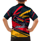 Adelaide Crows Australian Football Family Matching Summer Maxi Dress and Hawaiian Shirt Fierce Mascot Spirit With Indigenous Pattern Art