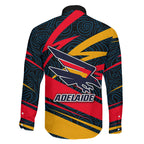 Adelaide Crows Australian Football Family Matching Summer Maxi Dress and Hawaiian Shirt Fierce Mascot Spirit With Indigenous Pattern Art