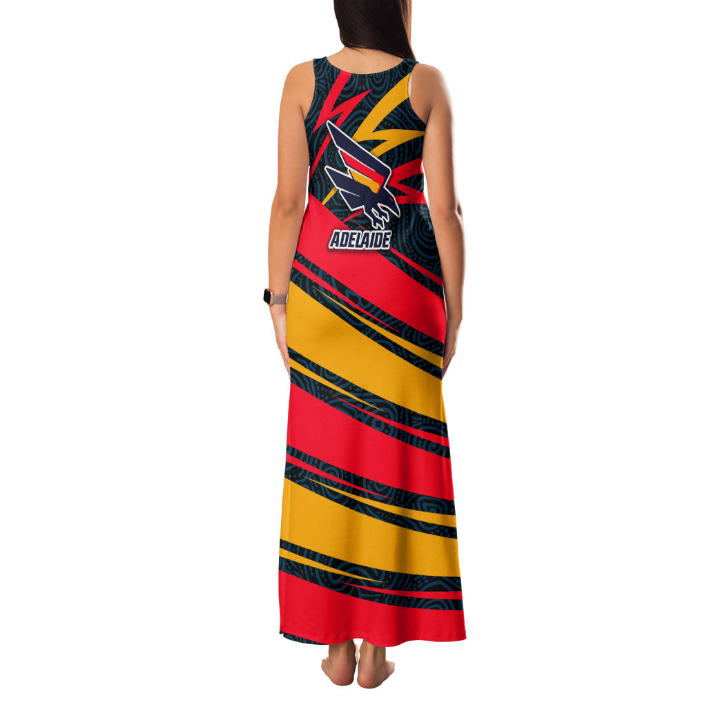 Adelaide Crows Australian Football Family Matching Tank Maxi Dress and Hawaiian Shirt Fierce Mascot Spirit With Indigenous Pattern Art