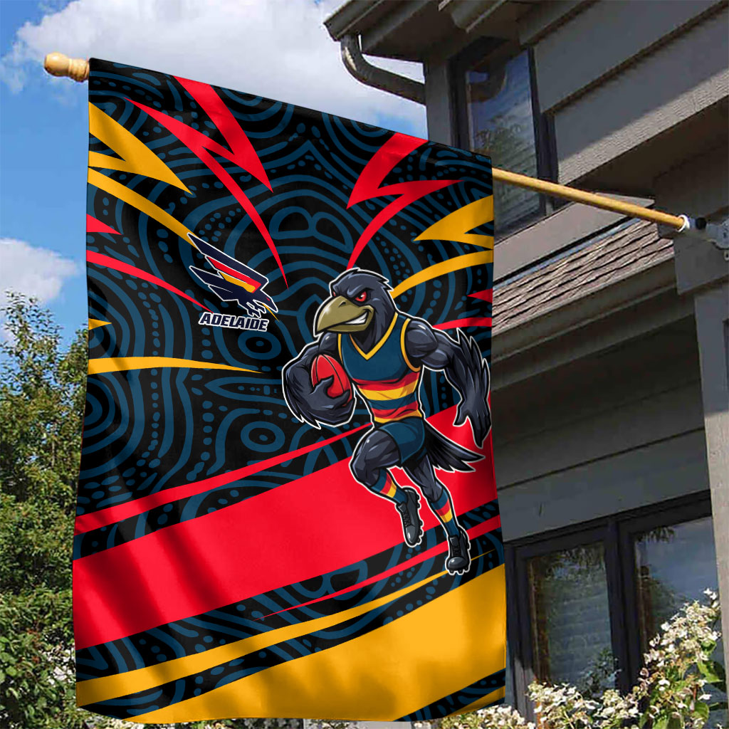 Adelaide Crows Australian Football Garden Flag Fierce Mascot Spirit With Indigenous Pattern Art