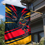 Adelaide Crows Australian Football Garden Flag Fierce Mascot Spirit With Indigenous Pattern Art