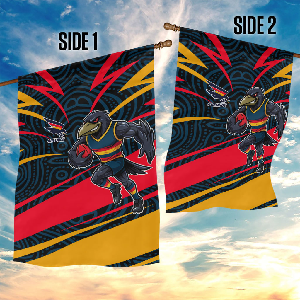 Adelaide Crows Australian Football Garden Flag Fierce Mascot Spirit With Indigenous Pattern Art