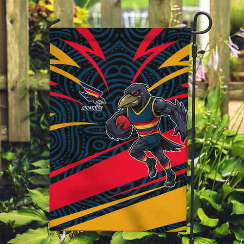 Adelaide Crows Australian Football Garden Flag Fierce Mascot Spirit With Indigenous Pattern Art