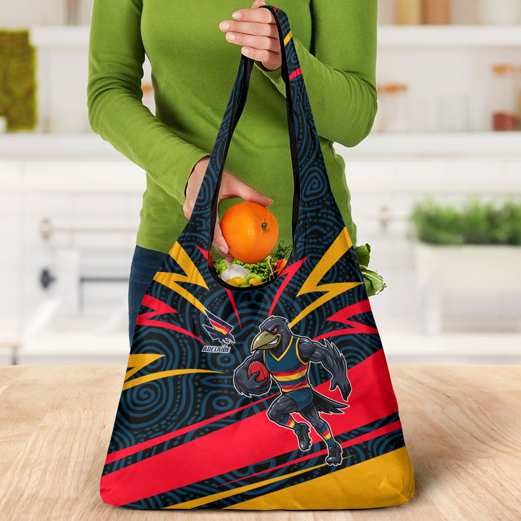 Adelaide Crows Australian Football Grocery Bag Fierce Mascot Spirit With Indigenous Pattern Art