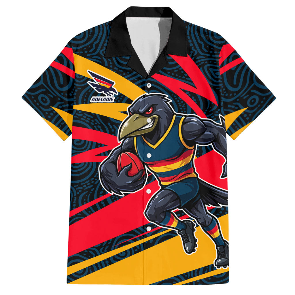 Adelaide Crows Australian Football Hawaiian Shirt Fierce Mascot Spirit With Indigenous Pattern Art