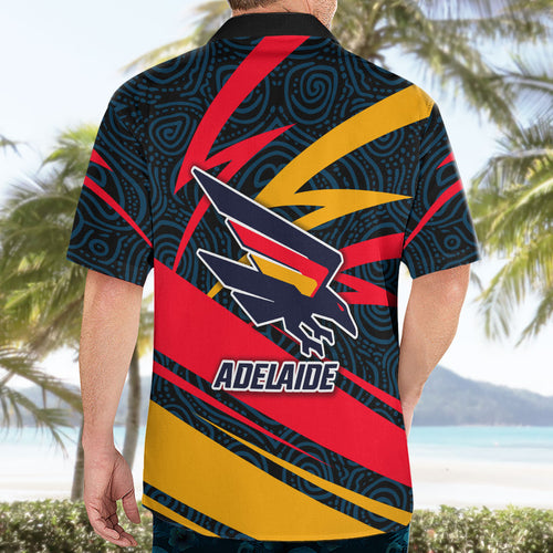 Adelaide Crows Australian Football Hawaiian Shirt Fierce Mascot Spirit With Indigenous Pattern Art