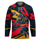 Adelaide Crows Australian Football Hockey Jersey Fierce Mascot Spirit With Indigenous Pattern Art